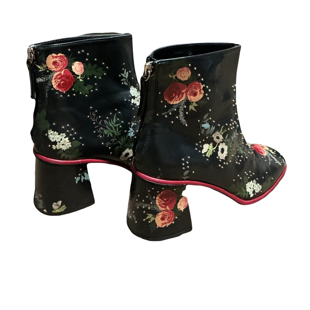 Zara Woman Elegant Floral Black Ankle Booties